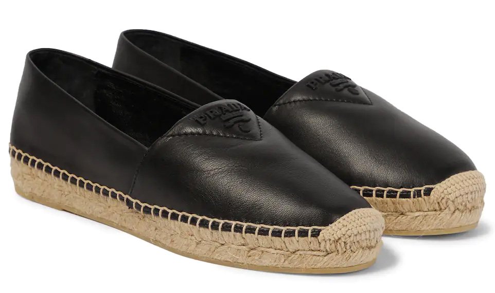 Black leather espadrilles from the brand Prada