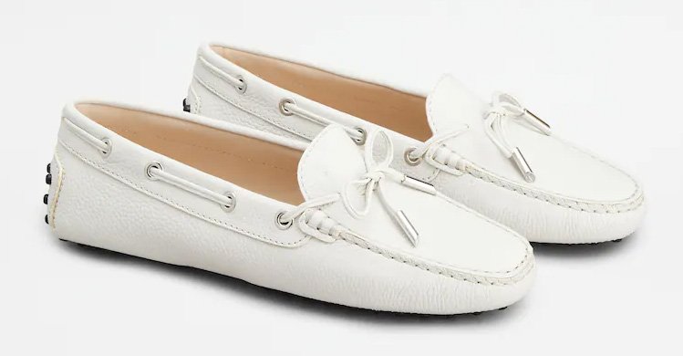 White Gommino moccasin in leather with laces from Tod's