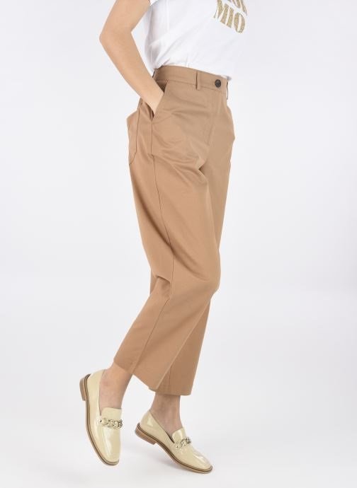 Chic look with flat beige loafers for women