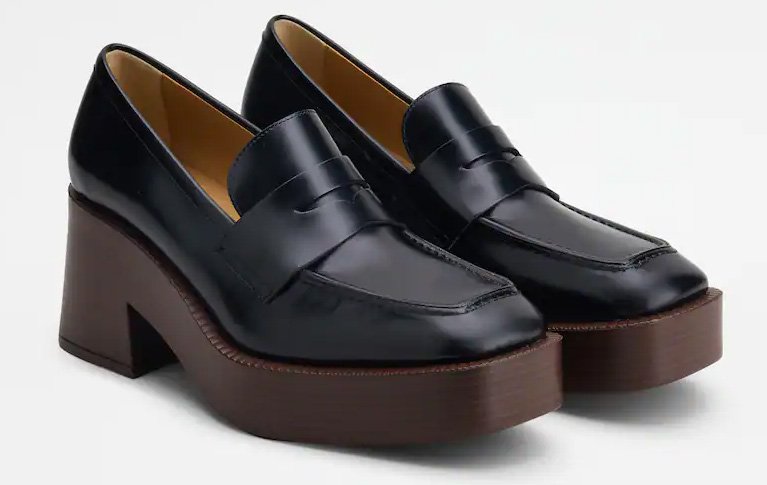 Black platform moccasins in leather from the brand Tod's