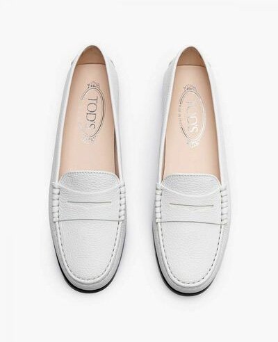 White leather loafers