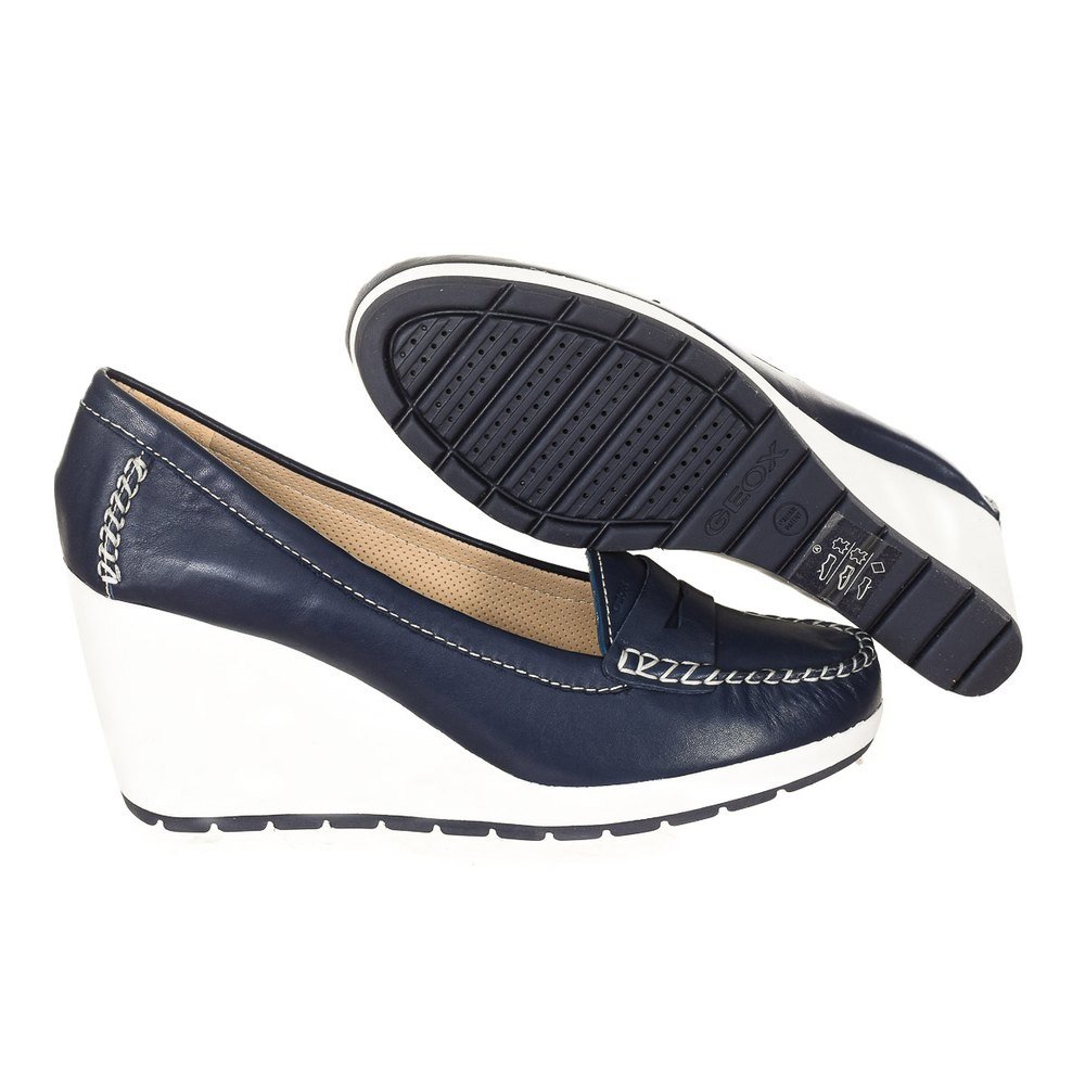 Blue leather wedge loafers from Geox