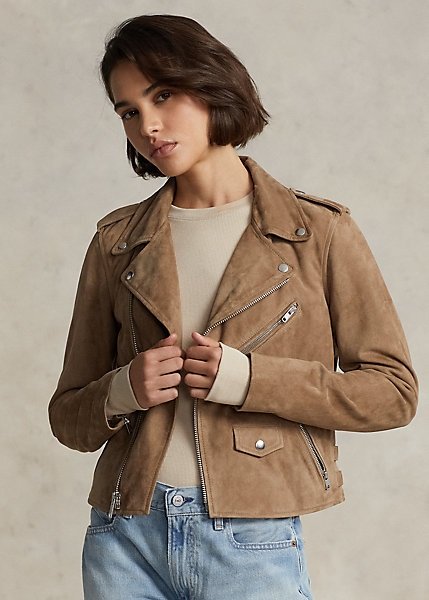 Choosing Your Women's Motorcycle Leather Jacket: The Complete Guide 12 Beautiful brunette wearing a brown suede jacket