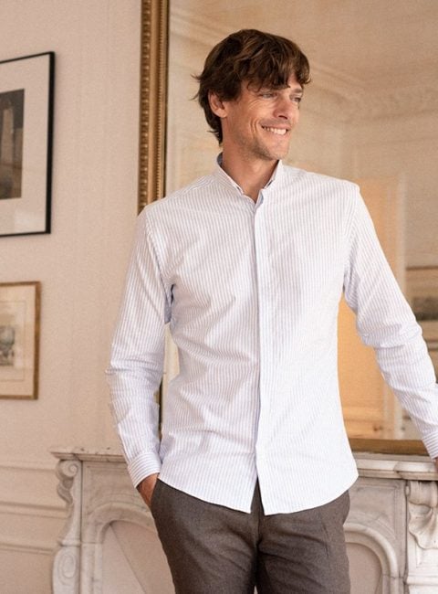 Chemise homme col inversé tissu technique