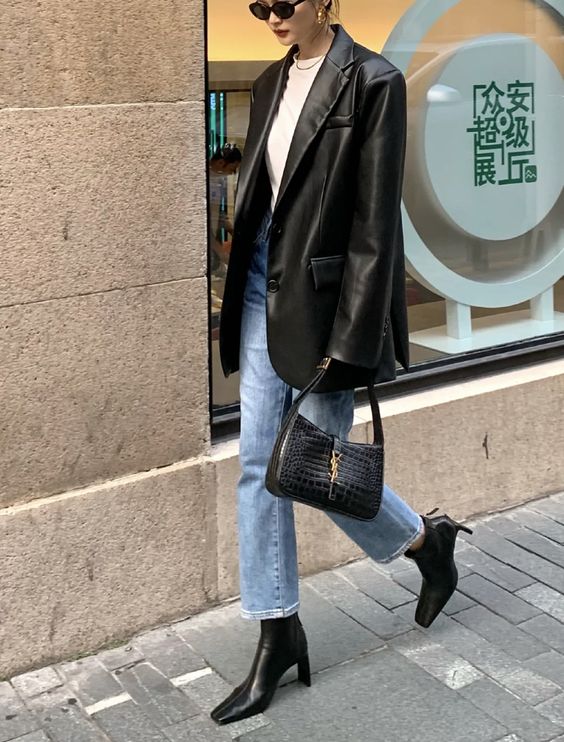 Oversized leather effect blazer