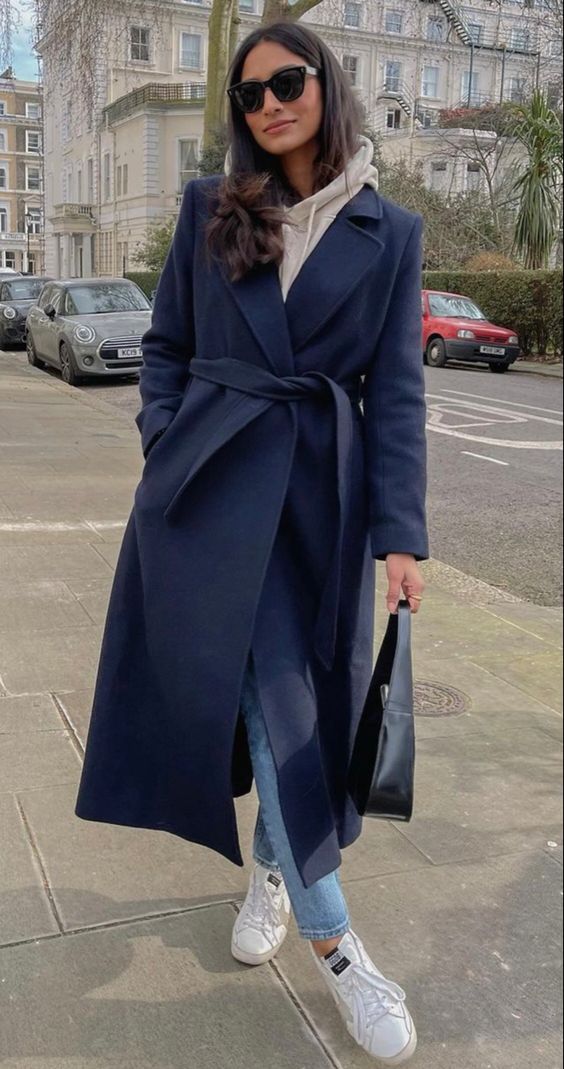 Long belted oversized coat