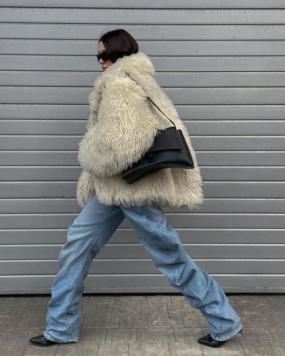 Winter oversized faux fur jacket