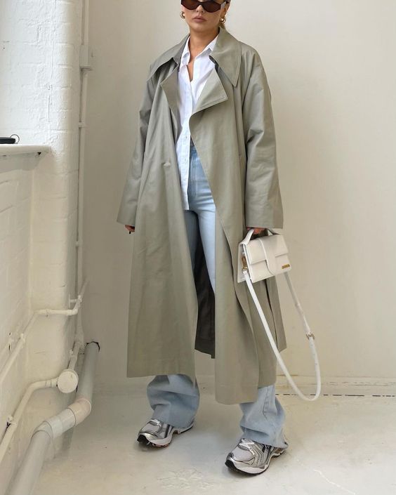 Gray oversized trench