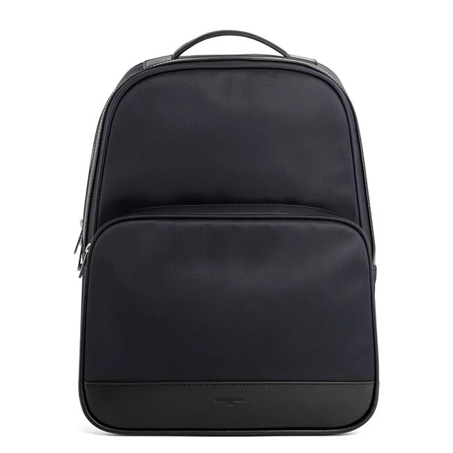 Black backpack for men by Le Tanneur in canvas and leather