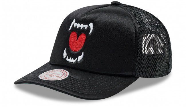 Black patterned trucker cap from Mitchell & Ness