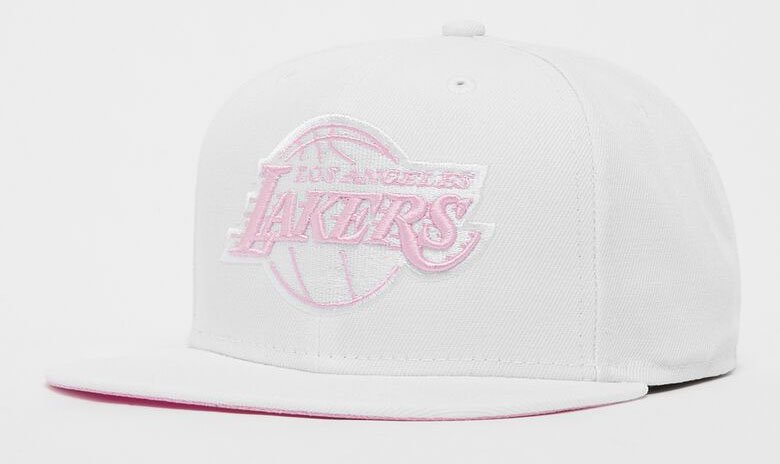 Pink and white snapback for women by Mitchell & Ness