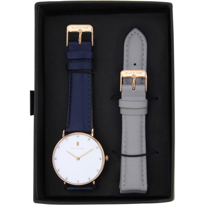 Blue leather watch for women by Black Oak