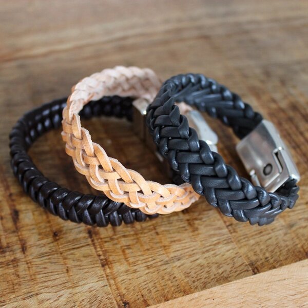 Braided leather bracelets for men