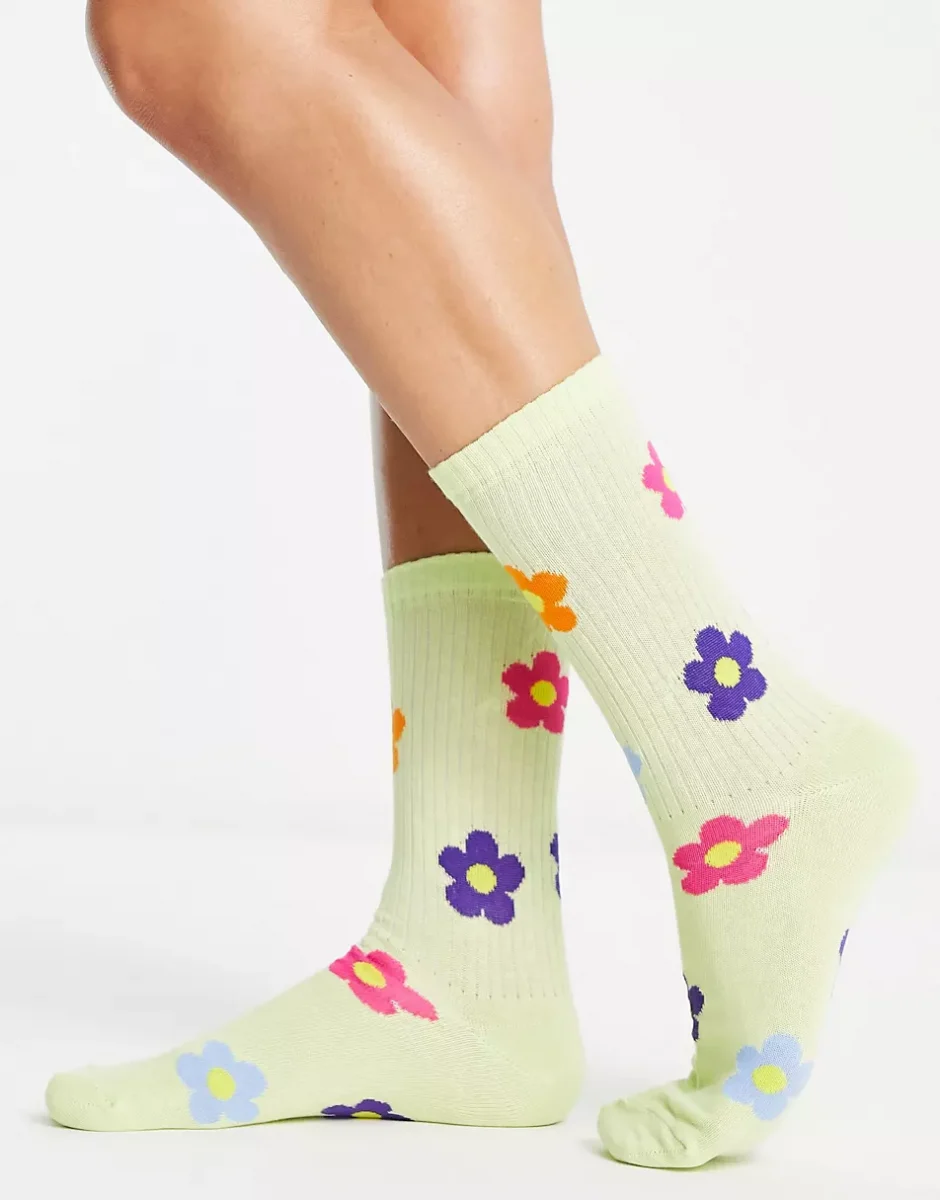 Pair of Floral High Socks