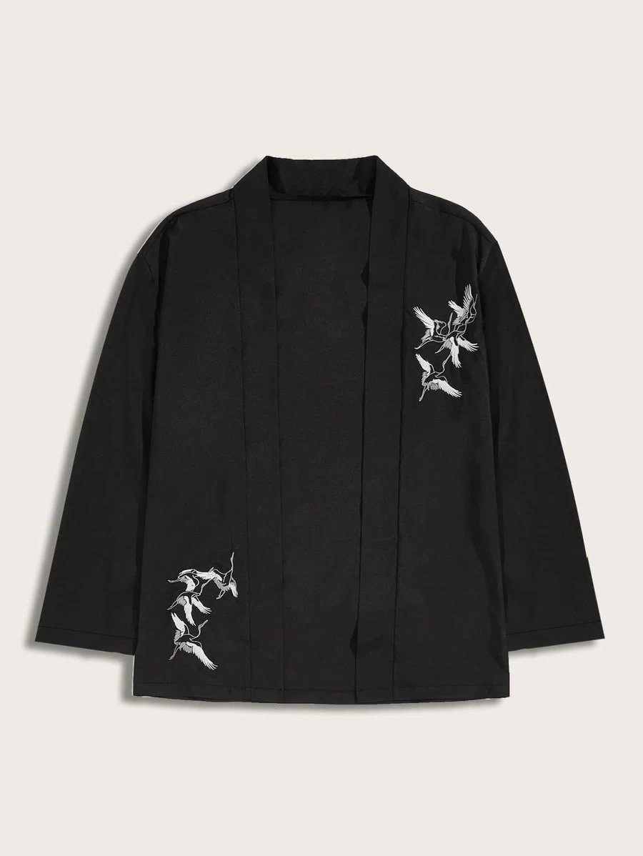 Kimono brodé noir