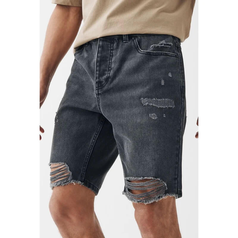 Long denim distressed shorts for men from the brand Next.