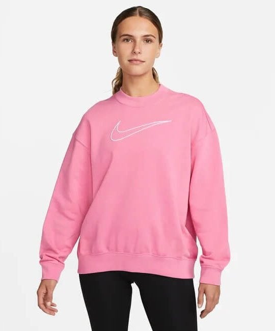 Woman wearing pink Nike dri-fit sweatshirt