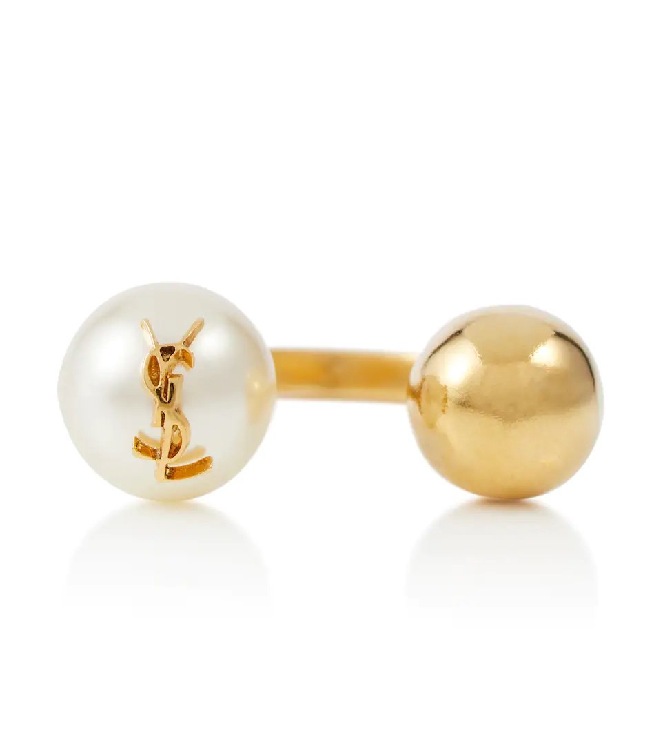 YSL golden pearl ring