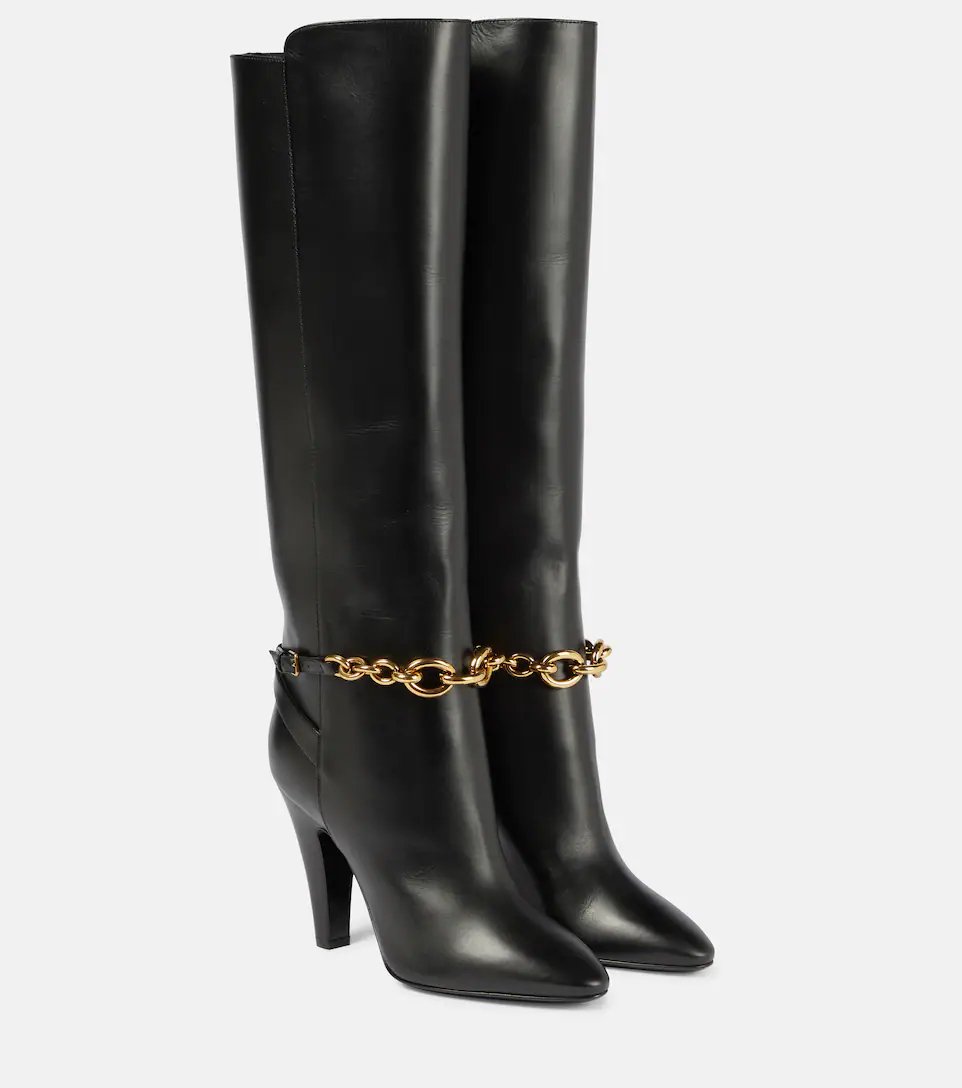 Black thigh-highs and gold chains Saint Laurent