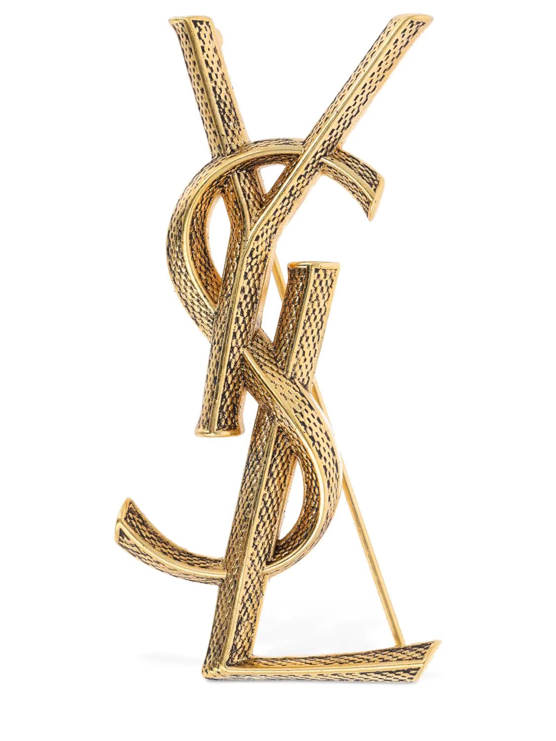 Yves Saint Laurent gold logo brooch