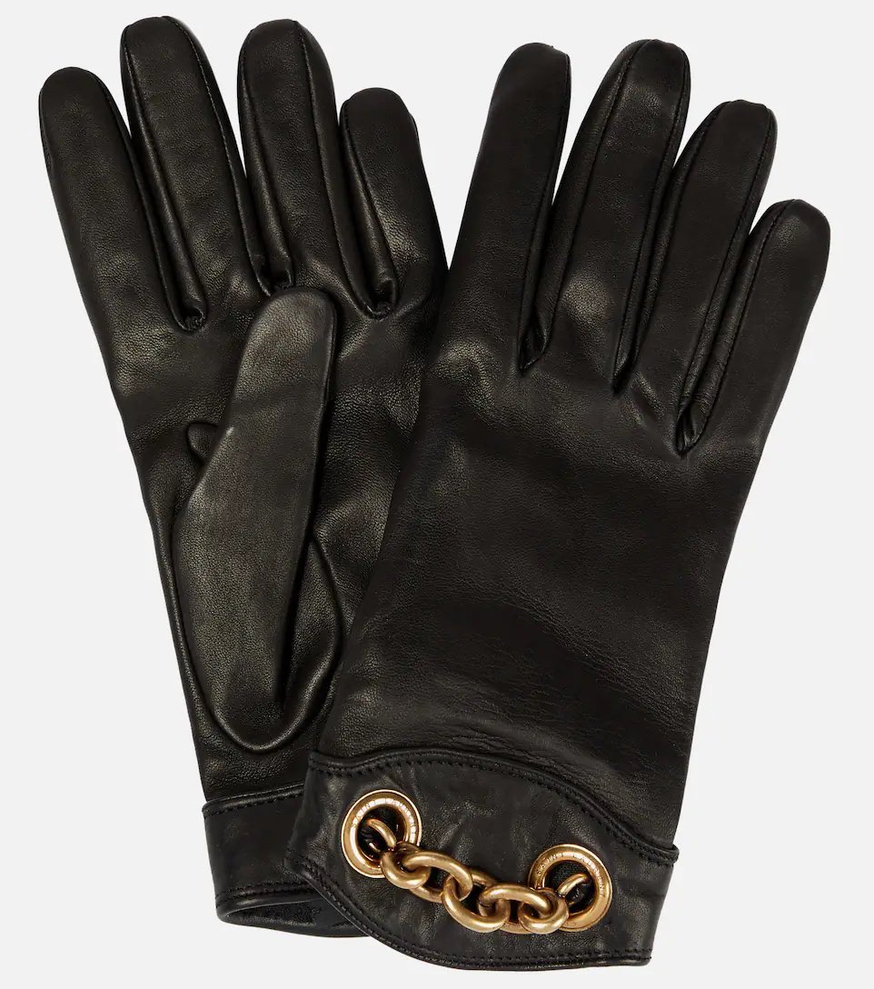 Pair of Saint Laurent gloves with gold chain