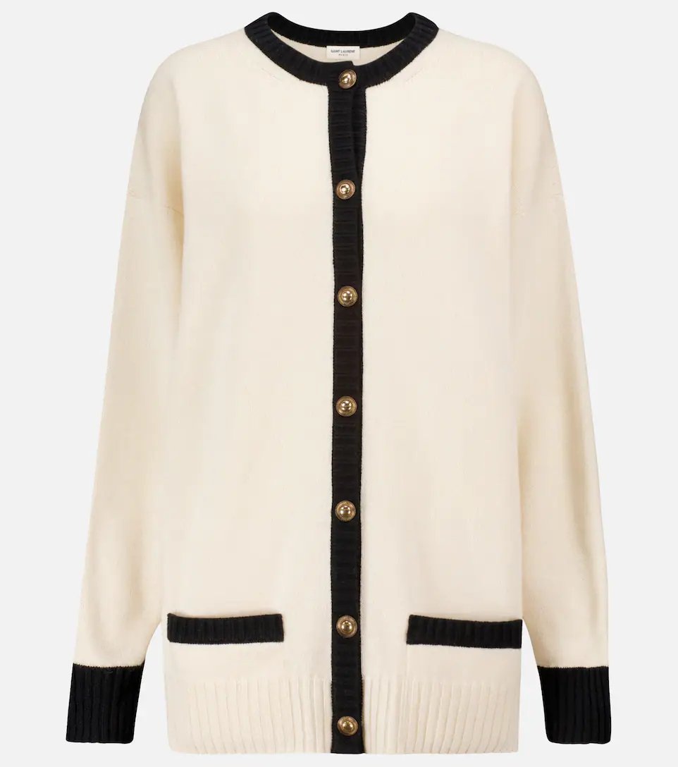 Yves Saint Laurent beige and black cardigan