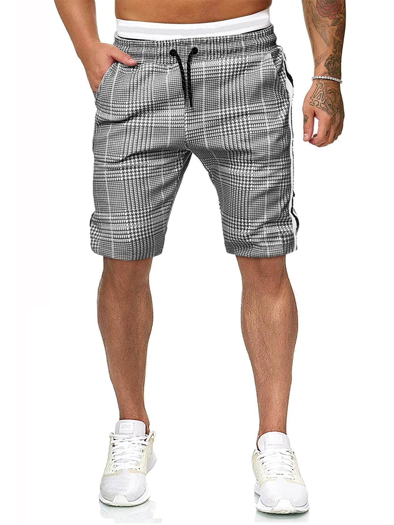 houndstooth patterned shorts shein