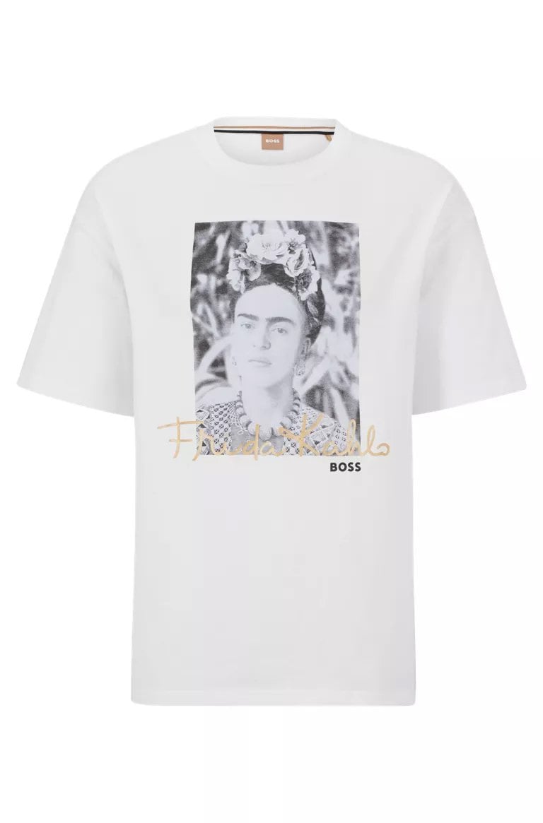 Bio cotton T-shirt Boss photo Frida Kahlo