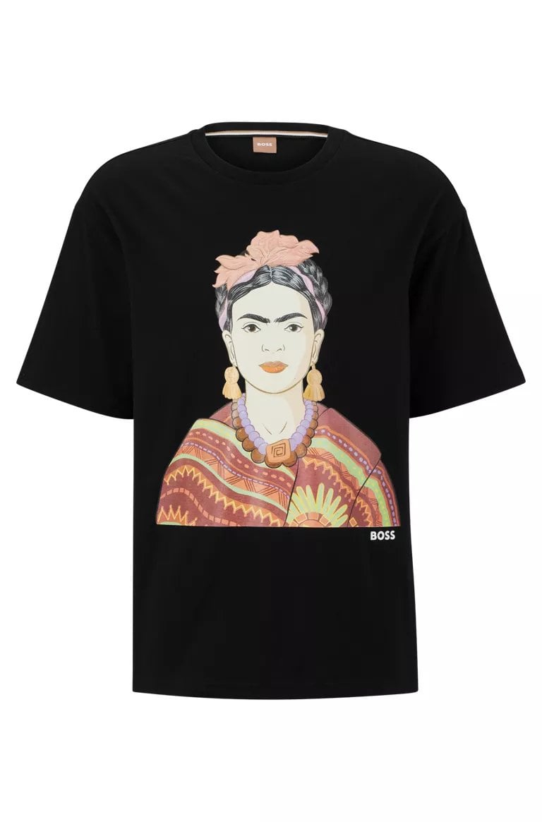 Black T-shirt Boss with Frida Kahlo print