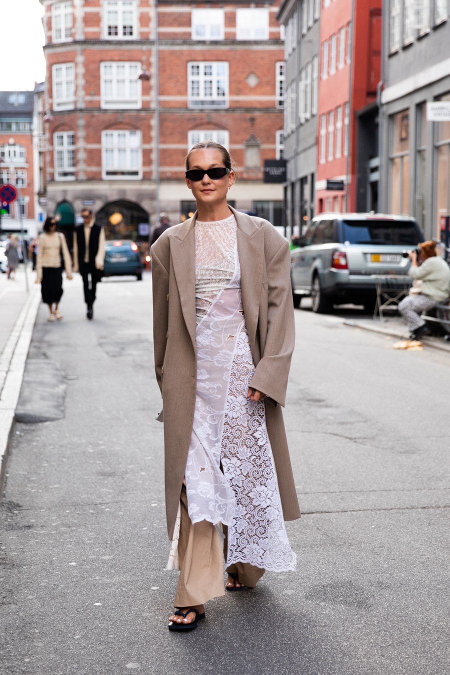 woman wearing layered clothing at Copenhagen Fashion Week