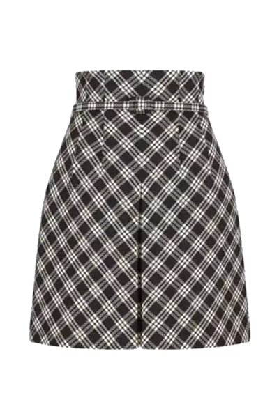 Dior long plaid skirt with belt