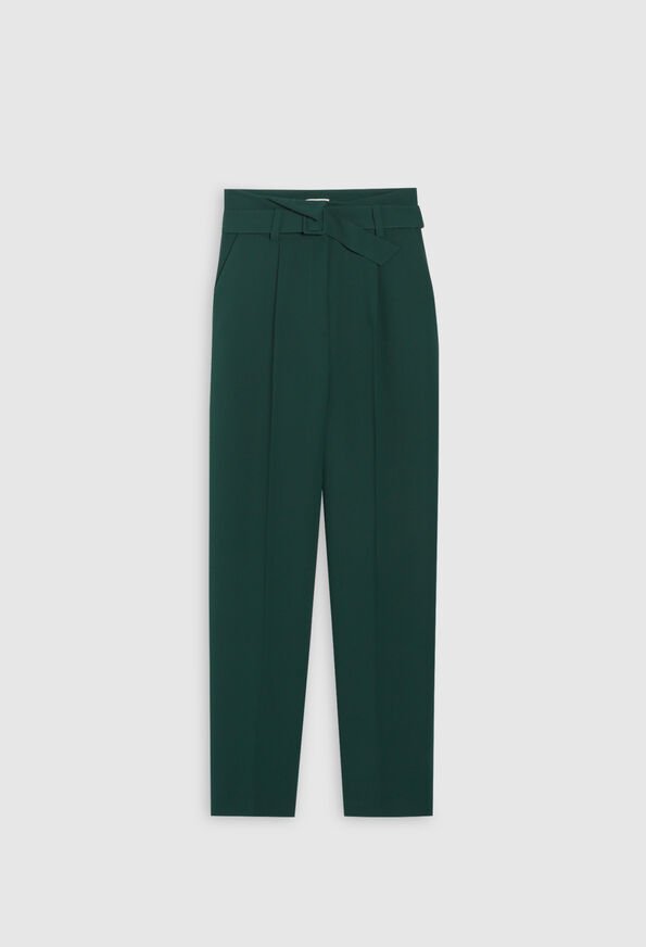 High-waisted tailored pants in forest green