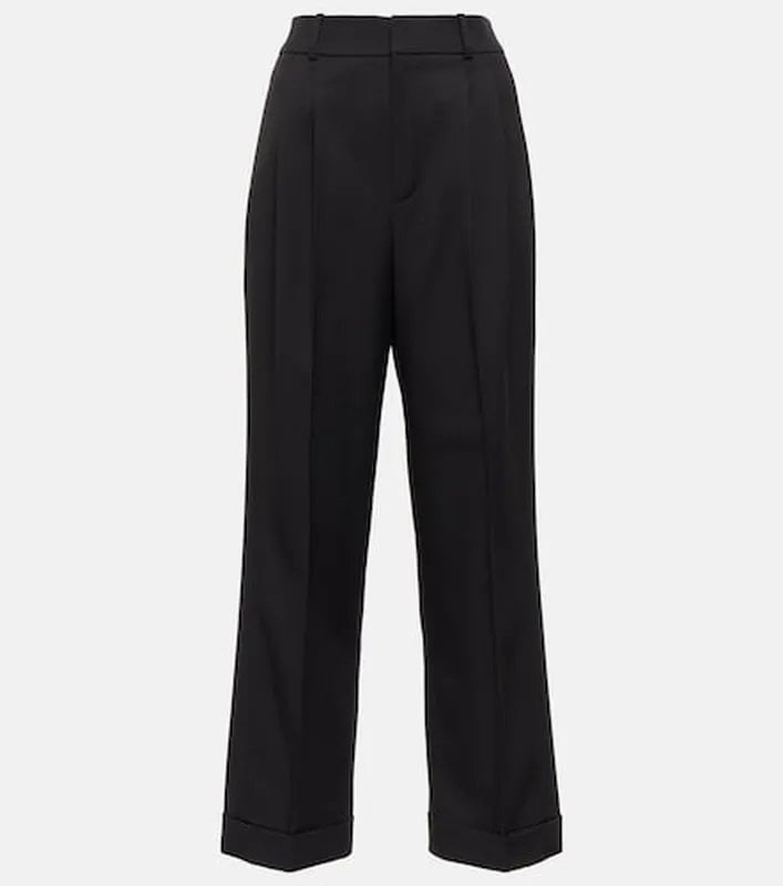 Black silk tailored pants