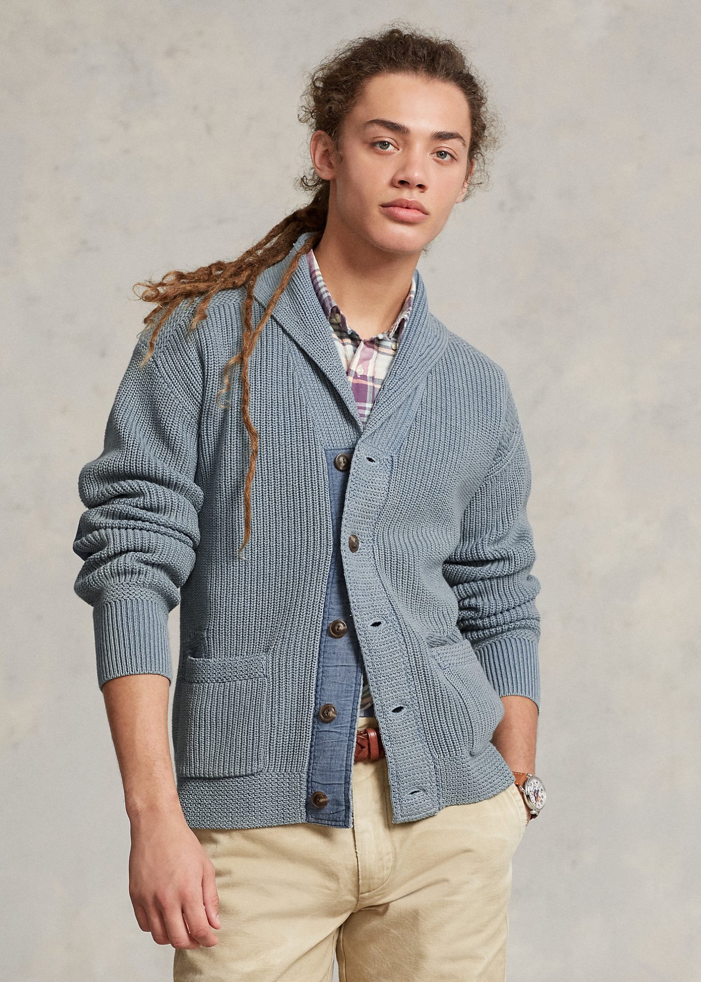 blue shawl collar cardigan by Polo Ralph Lauren