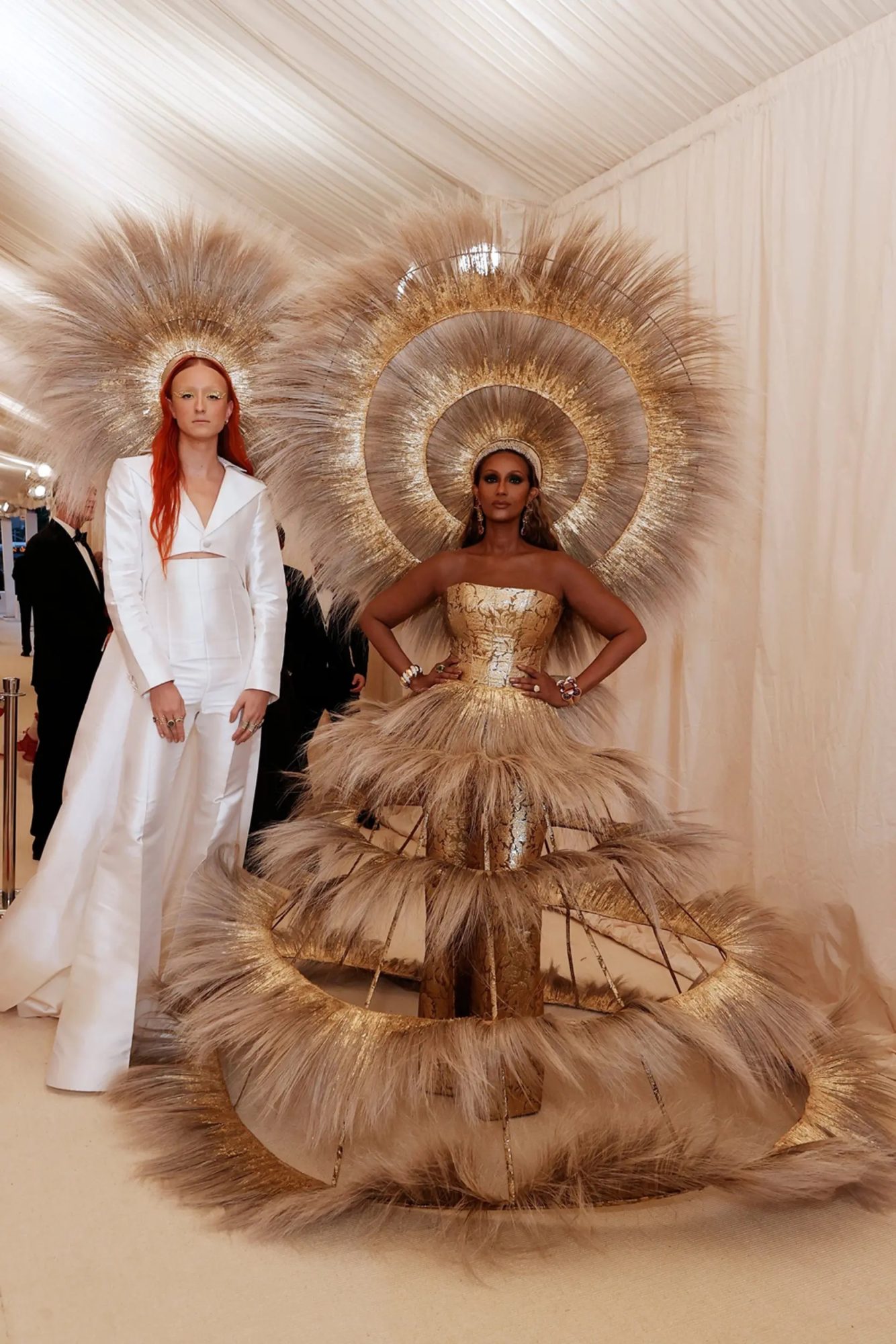 Iman dressed in Harris Reed at the MET Gala