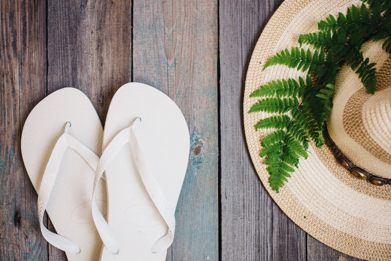 Sandals and summer hat