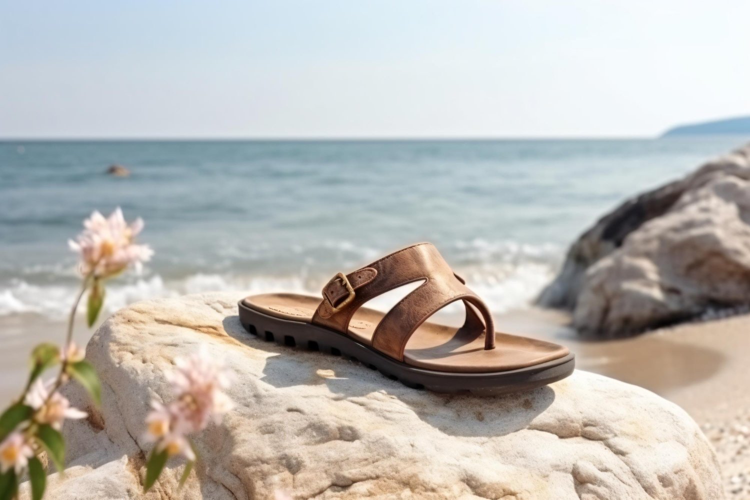 Sandal near the sea representing nature