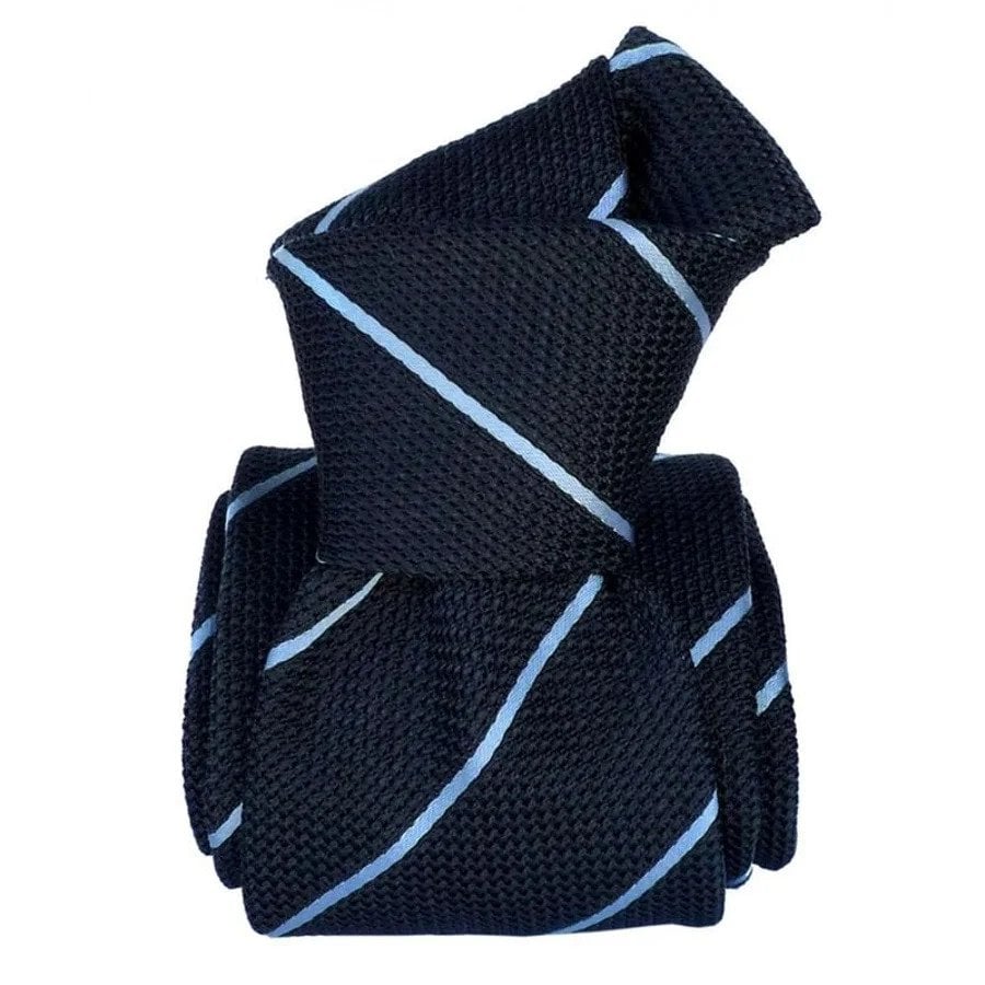 Blue silk jacquard tie by Maravella