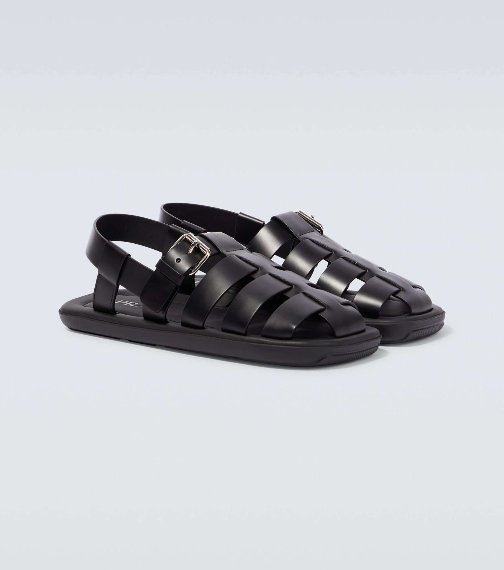 Black leather sandals with buckle closure Prada