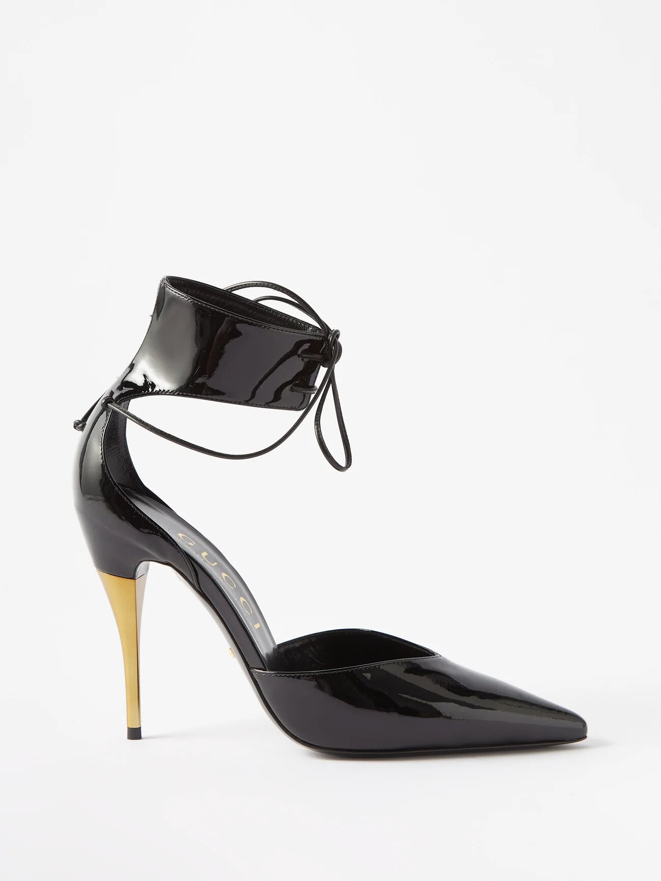 Priscilla patent leather stiletto sandals by Gucci