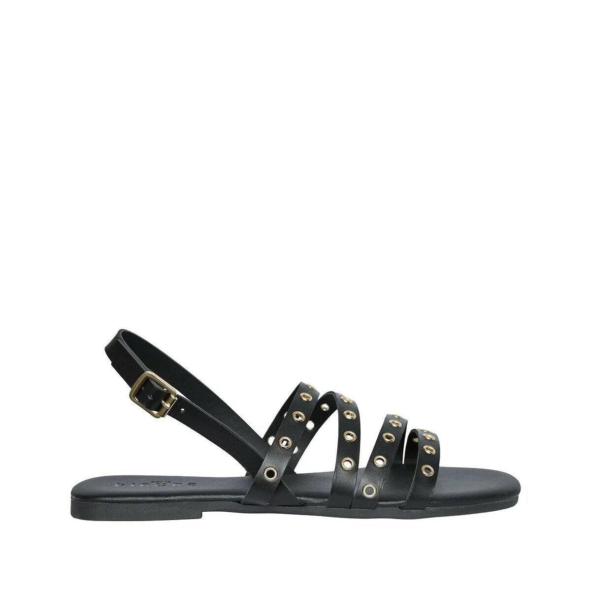 Black leather sandals with wide straps