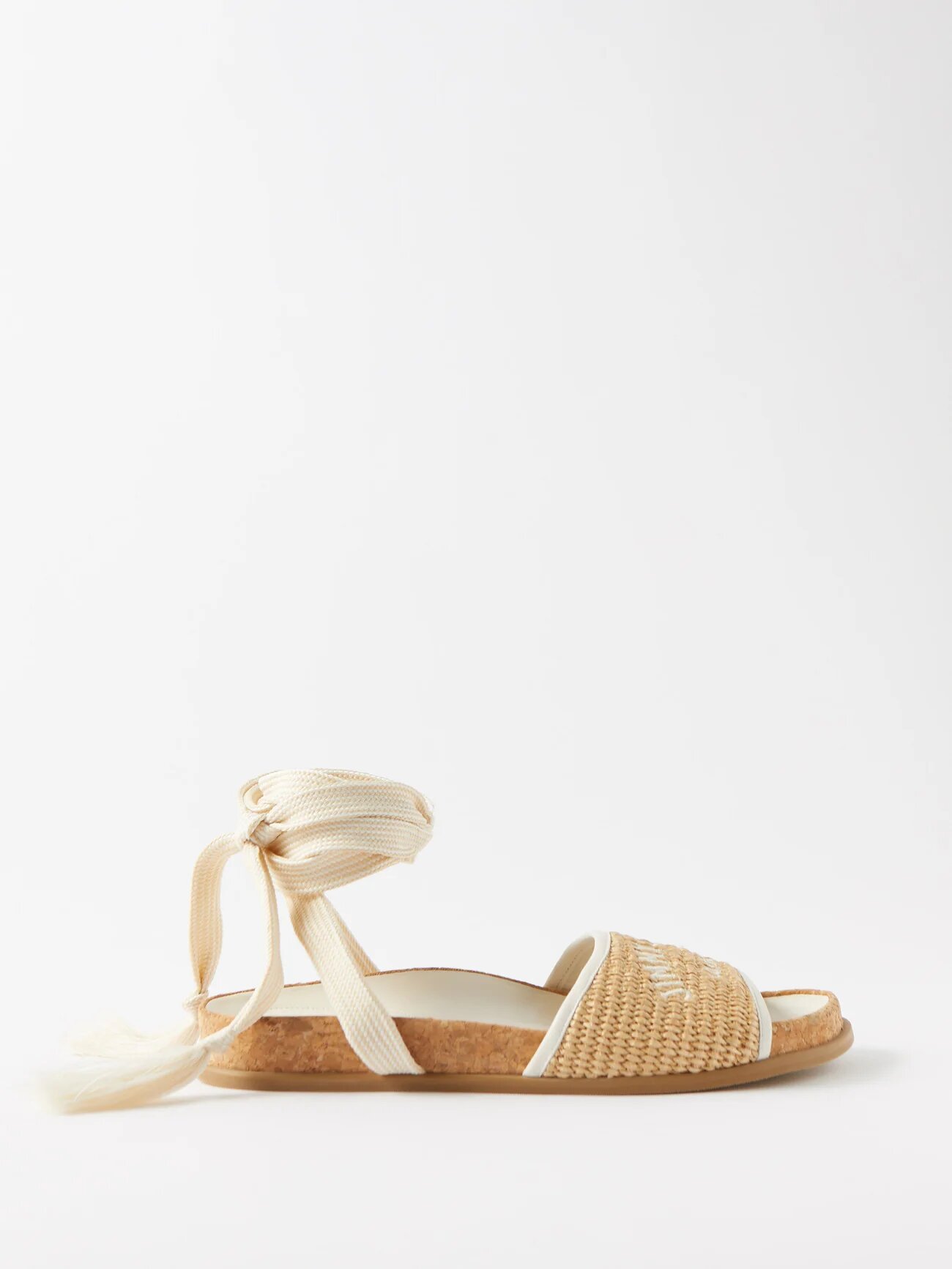 Flat raffia sandals with embroidered Gal logo Jimmy Choo