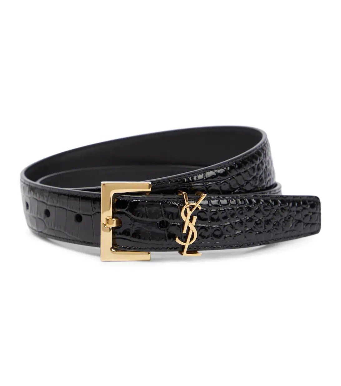 Ceinture avec monogramme et effet peau de reptile Saint Laurent