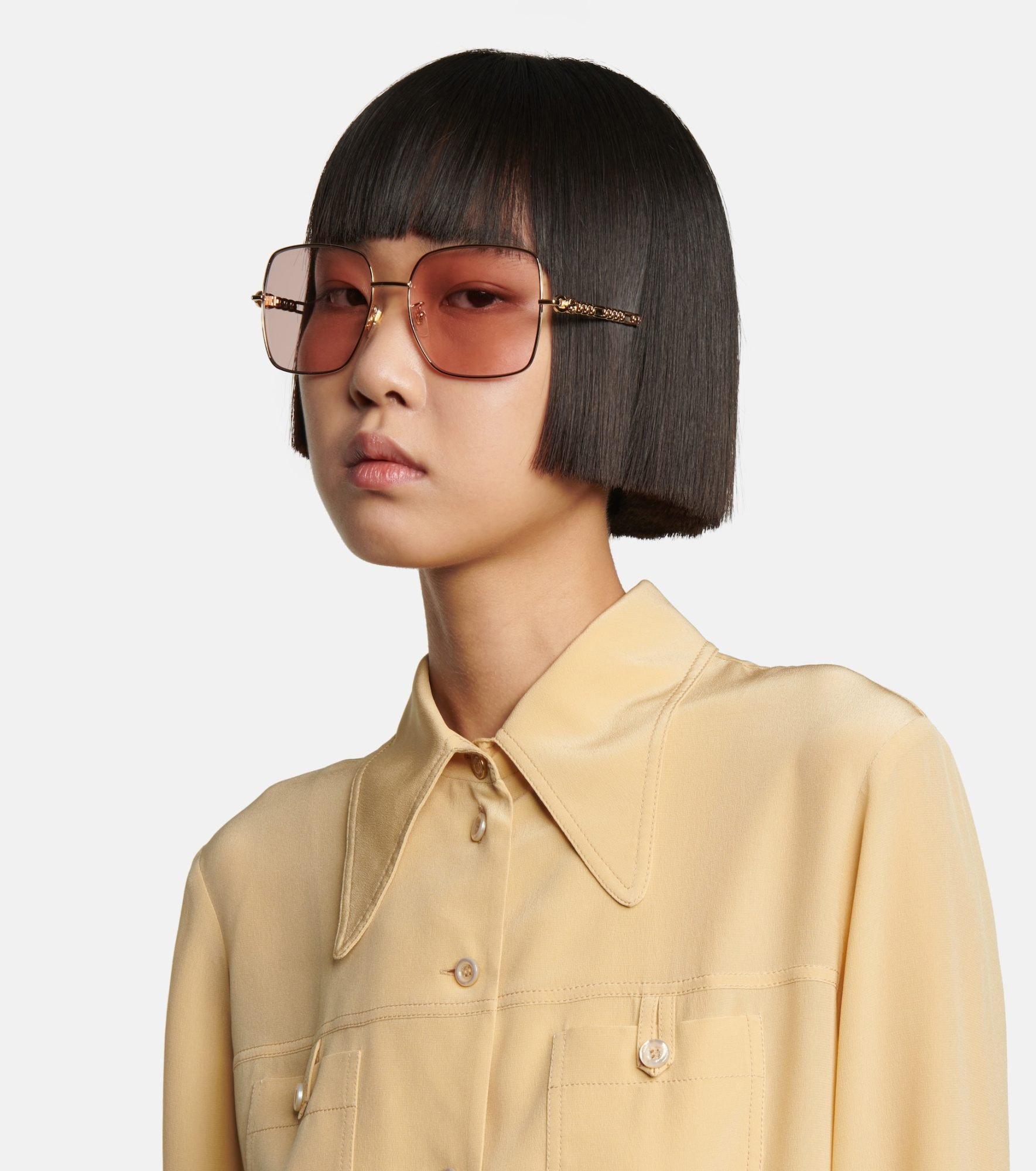 Gold oversized square sunglasses Gucci