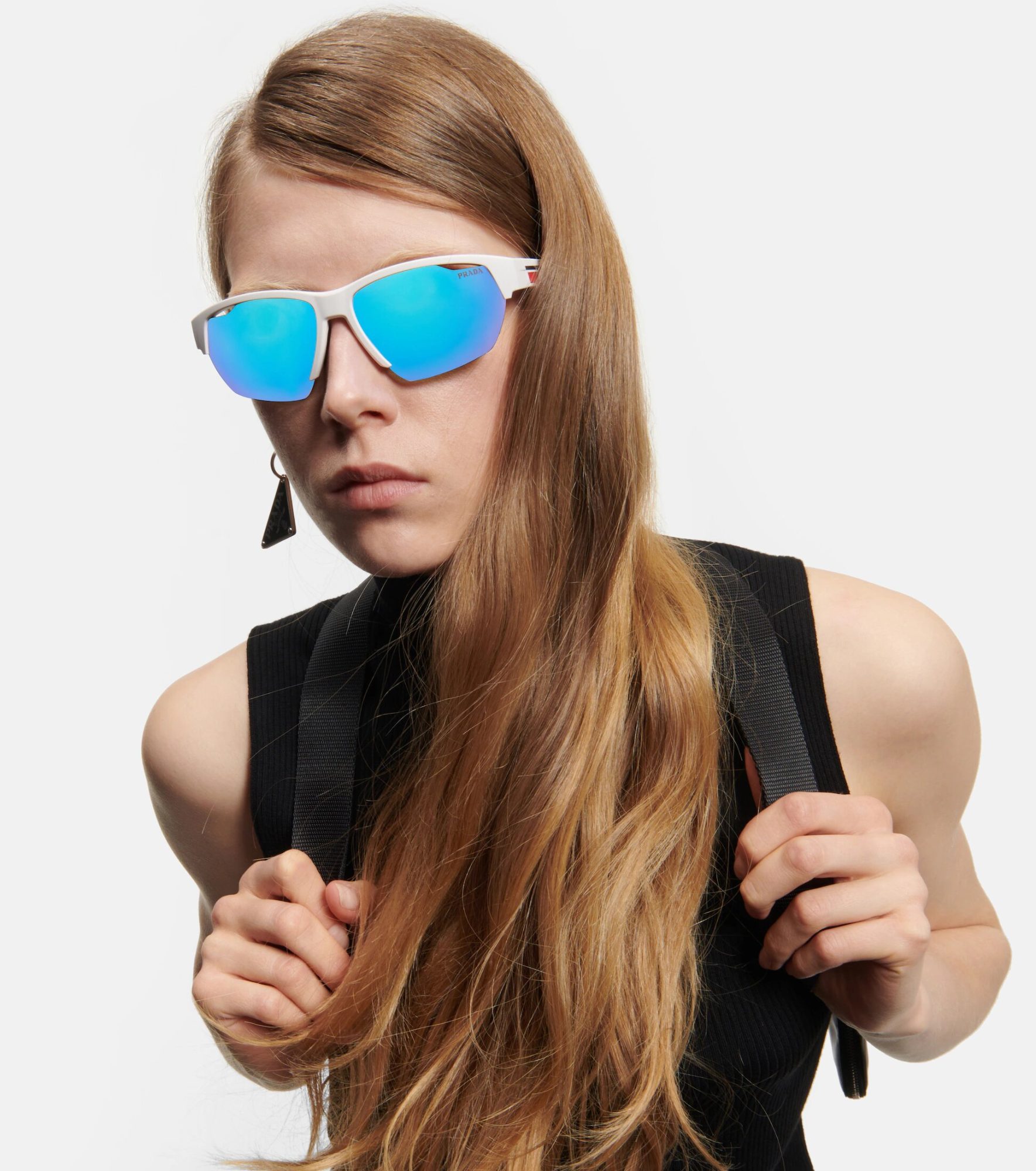 Blue oversized square sunglasses Prada