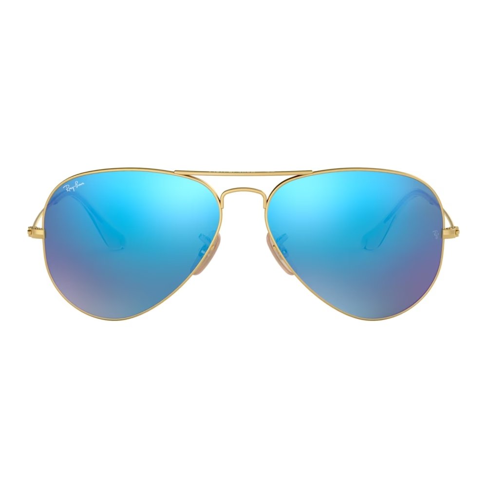 Gold thin metal sunglasses for women by Ray Ban