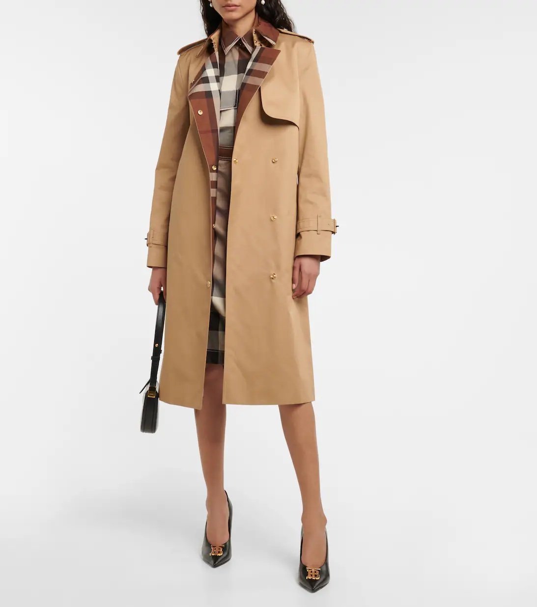 Burberry cotton trench with tartan lining