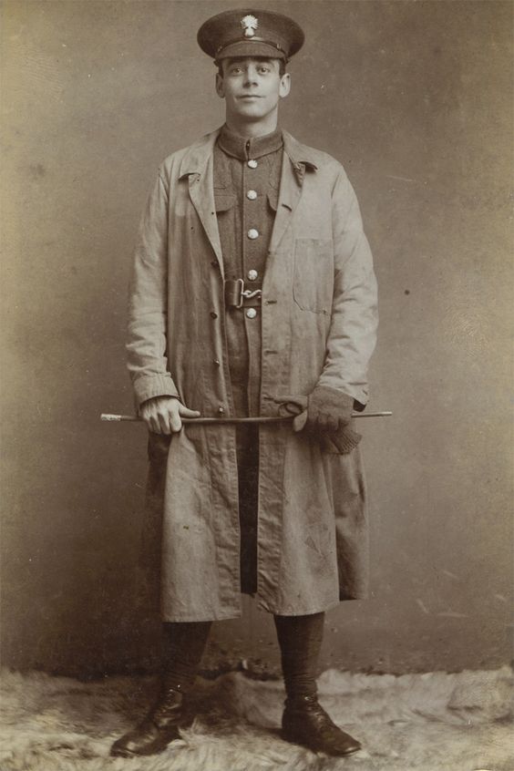 Photo of a soldier in a trench coat