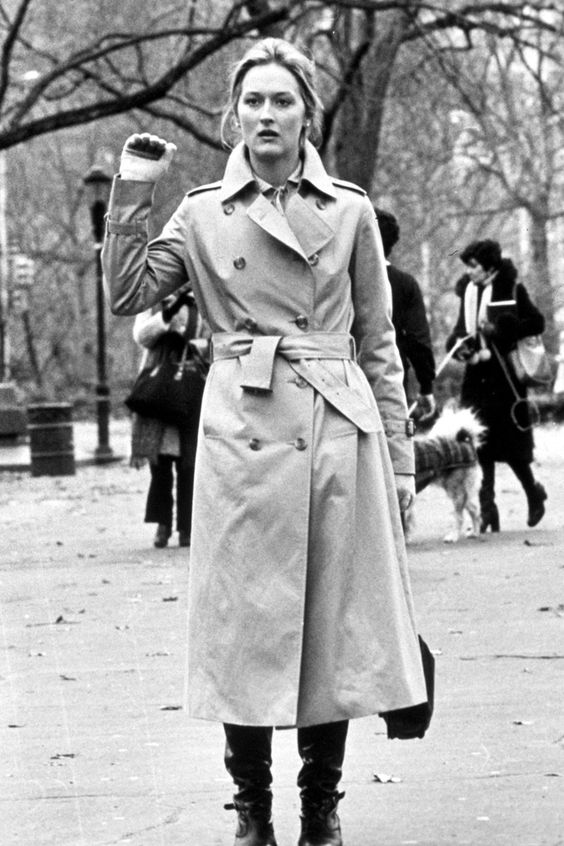 Meryl Streep wearing a trench coat