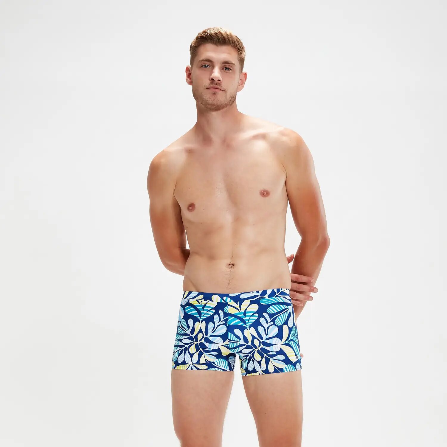 Blue and White Speedo Swim Boxer